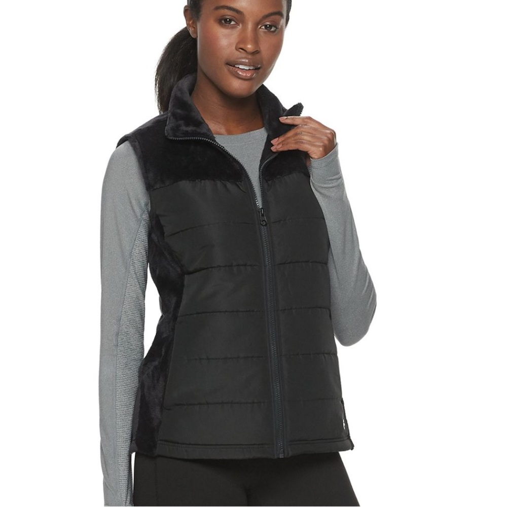 Fila Sport Tru-Warm Vest Mineral Black Fleece details NWT Small